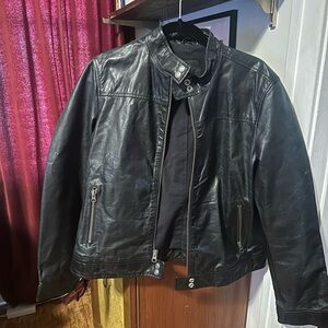GAP Black Leather Bomber Jacket